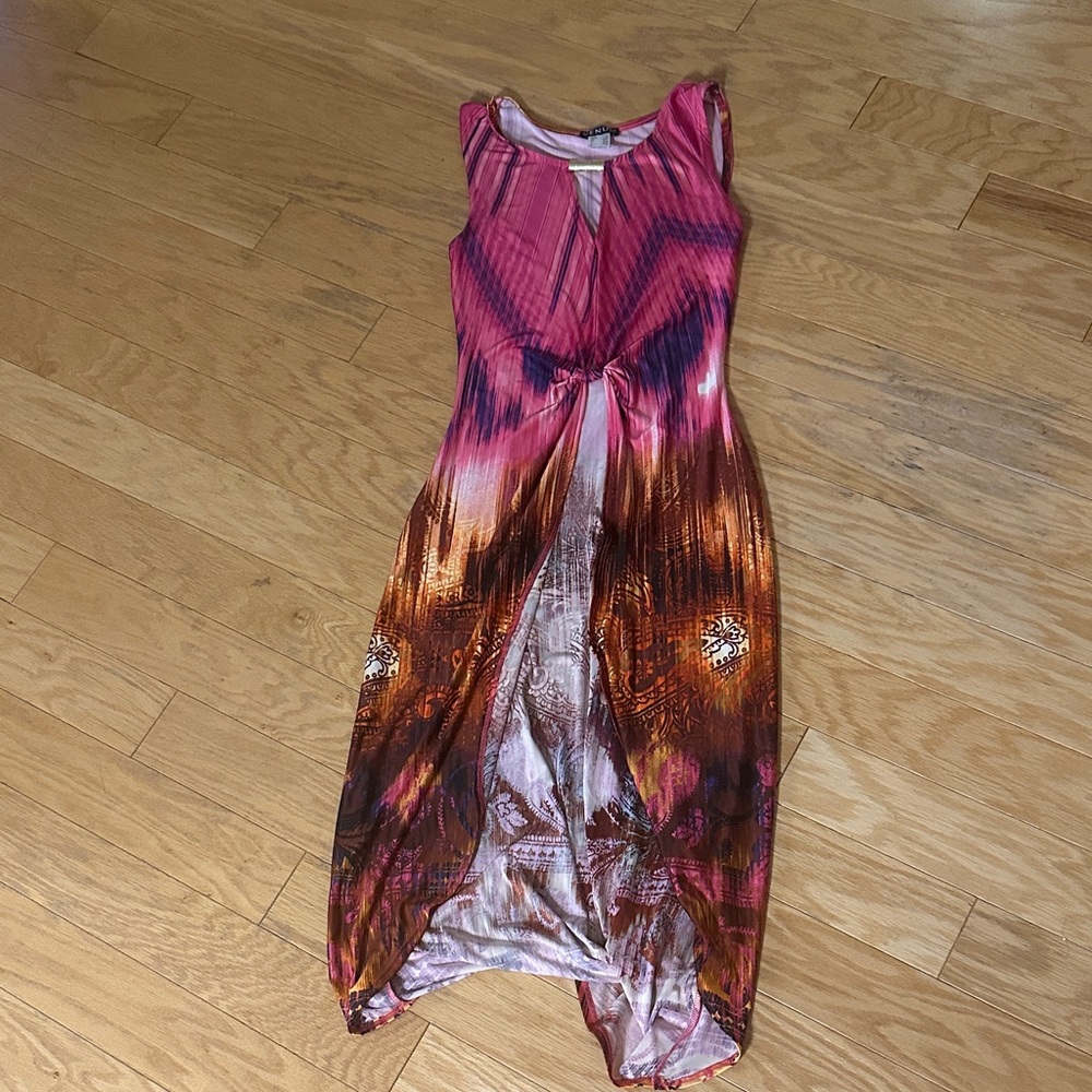 VENUS Vibrant Pink and Orange Maxi Print Top - XS - Like New